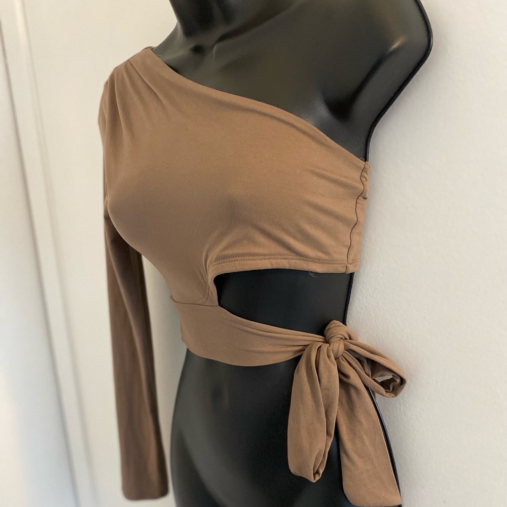 Mocha brown wrap top